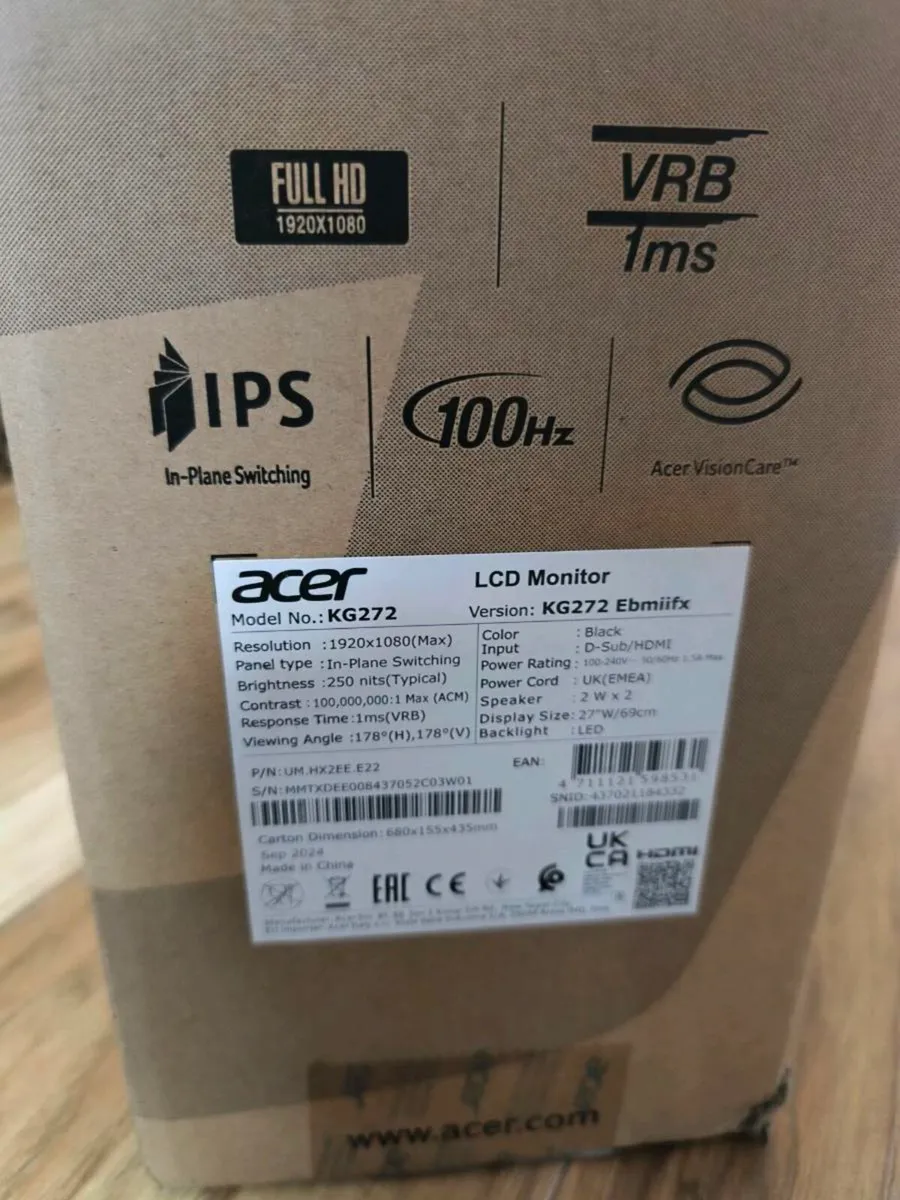Brand New - Acer 27' Gaming Monitor - Image 2