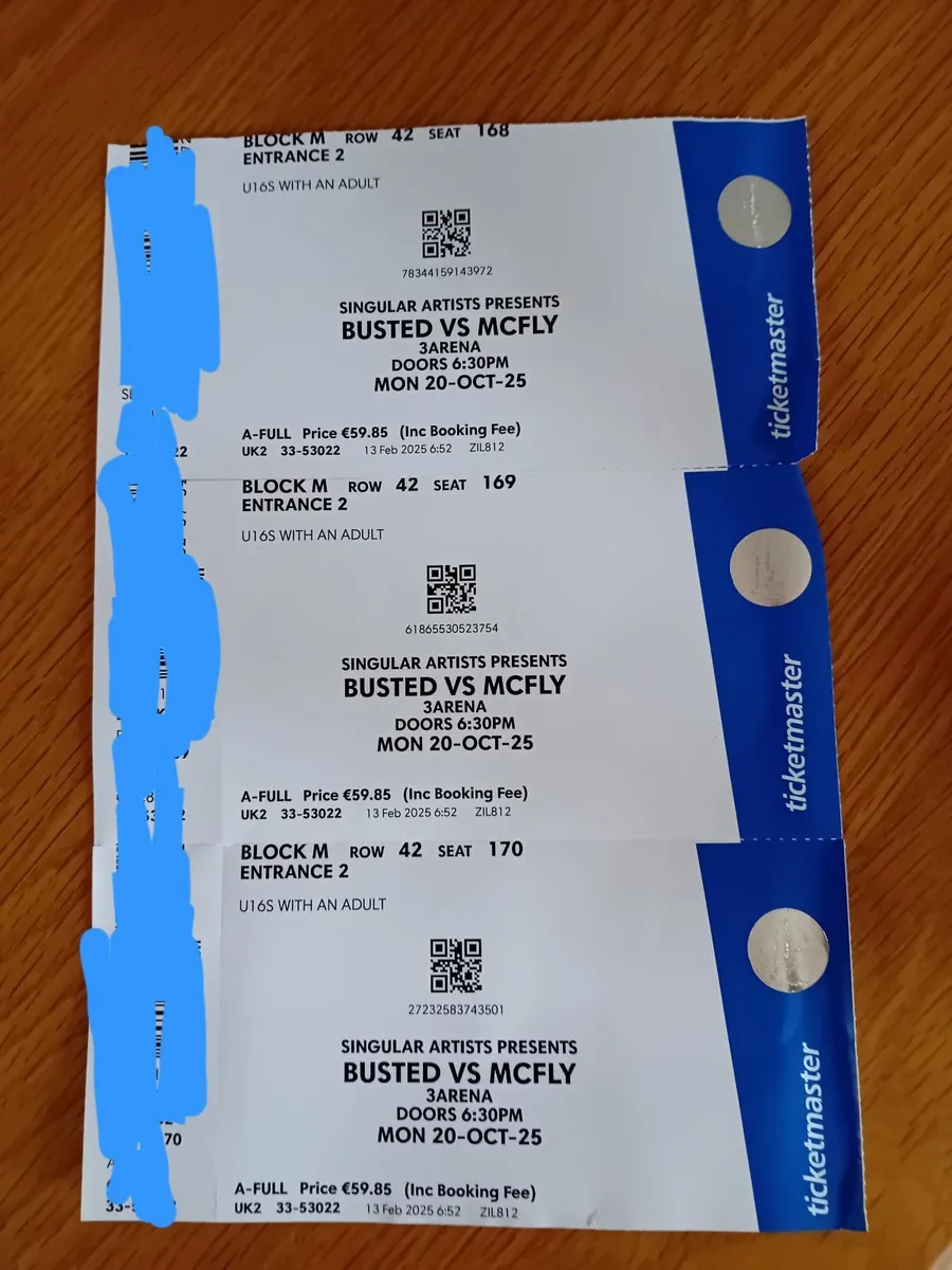 McFly vs Busted €90 for 3 tickets - Image 2