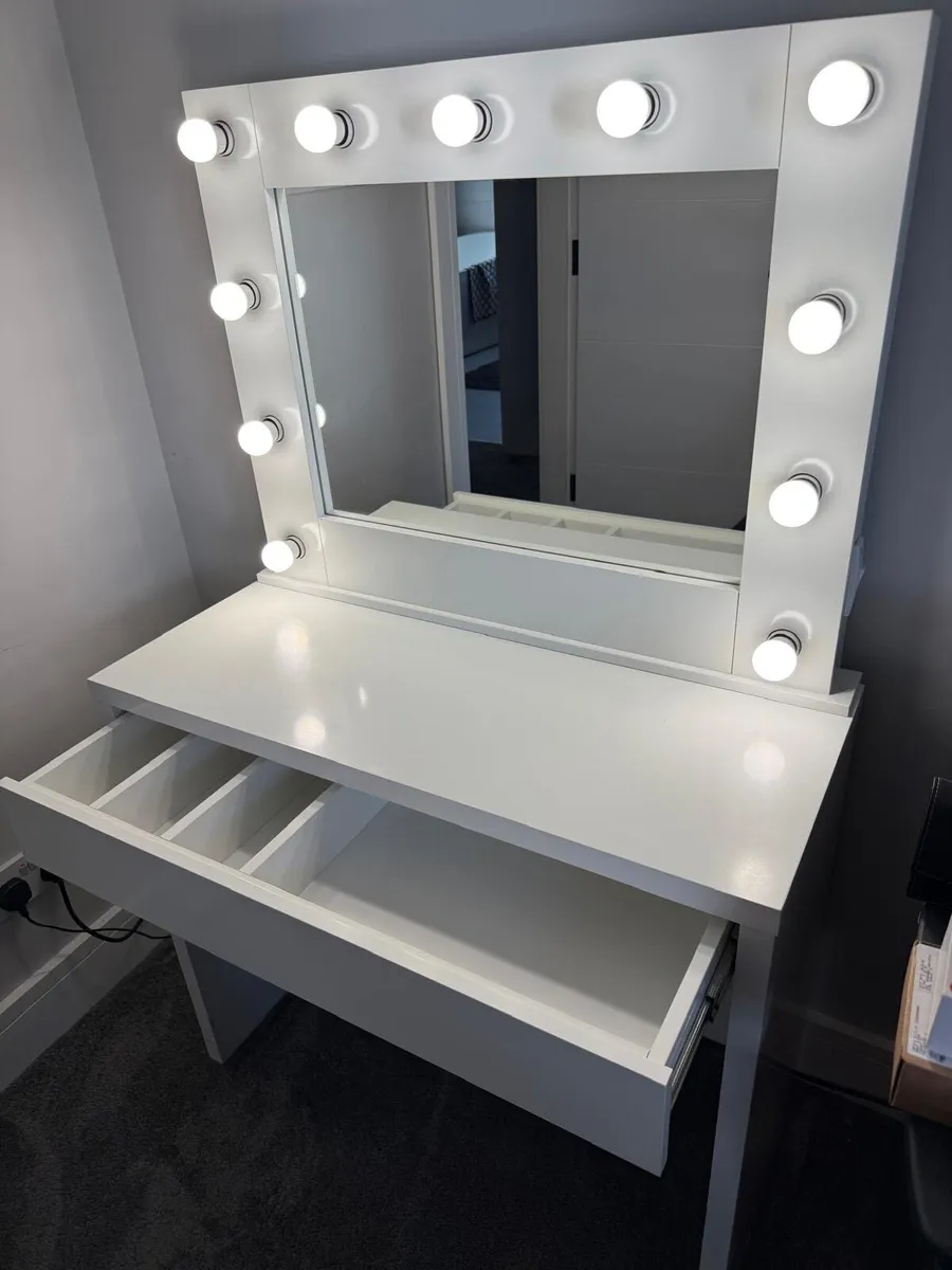 Vanity Makeup Dressing Table with LED Lights White - Image 2