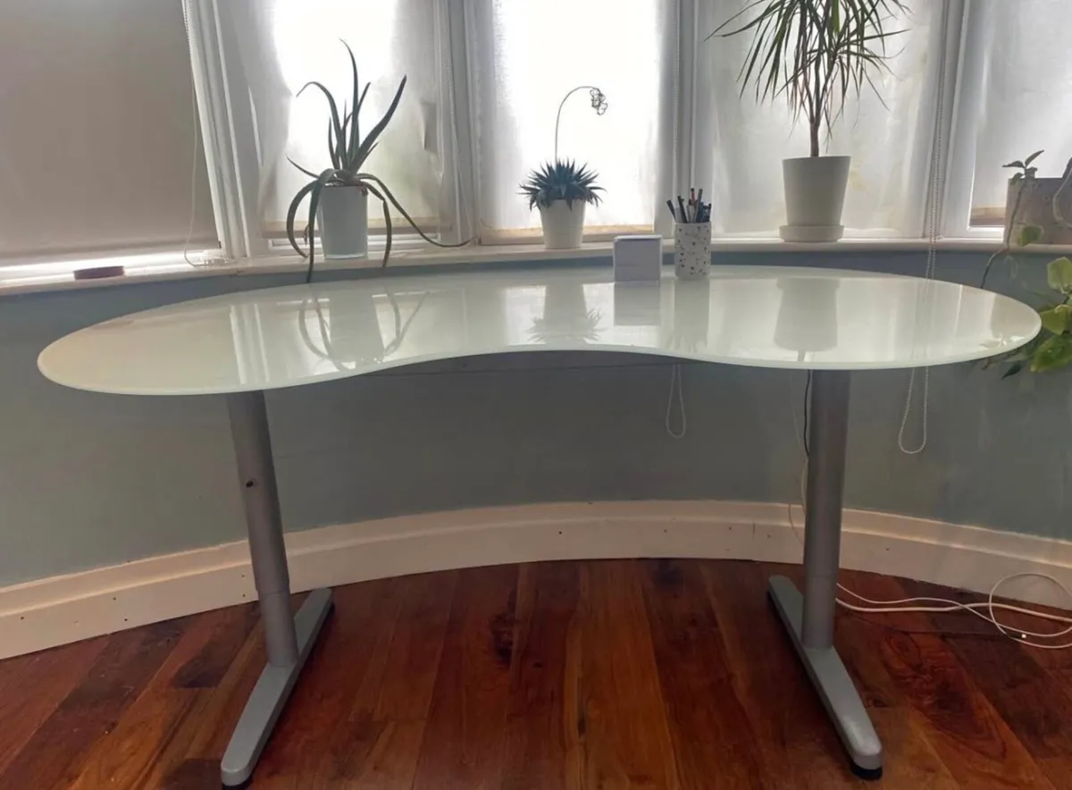 Adjustable glass-topped desk from Ikea - Image 1