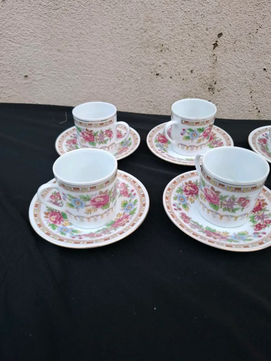 6 china espresso cups and saucers - Image 2