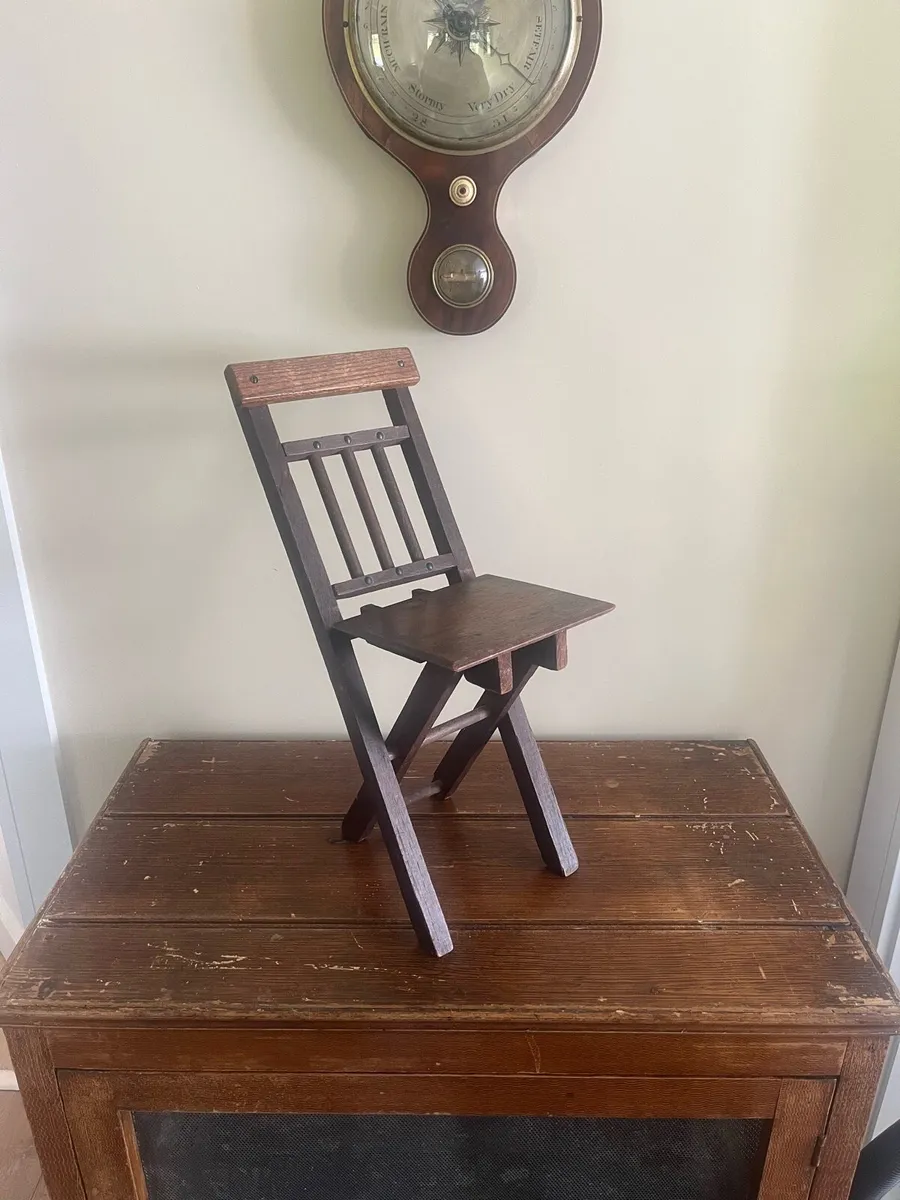 Antique 19th C Oak Apprentice Folding Chair - Image 1