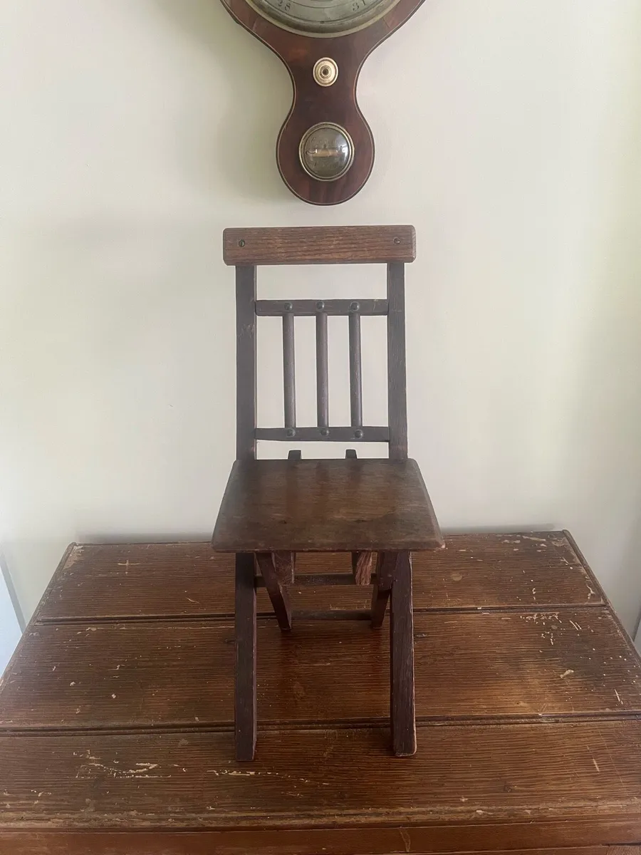 Antique 19th C Oak Apprentice Folding Chair - Image 3