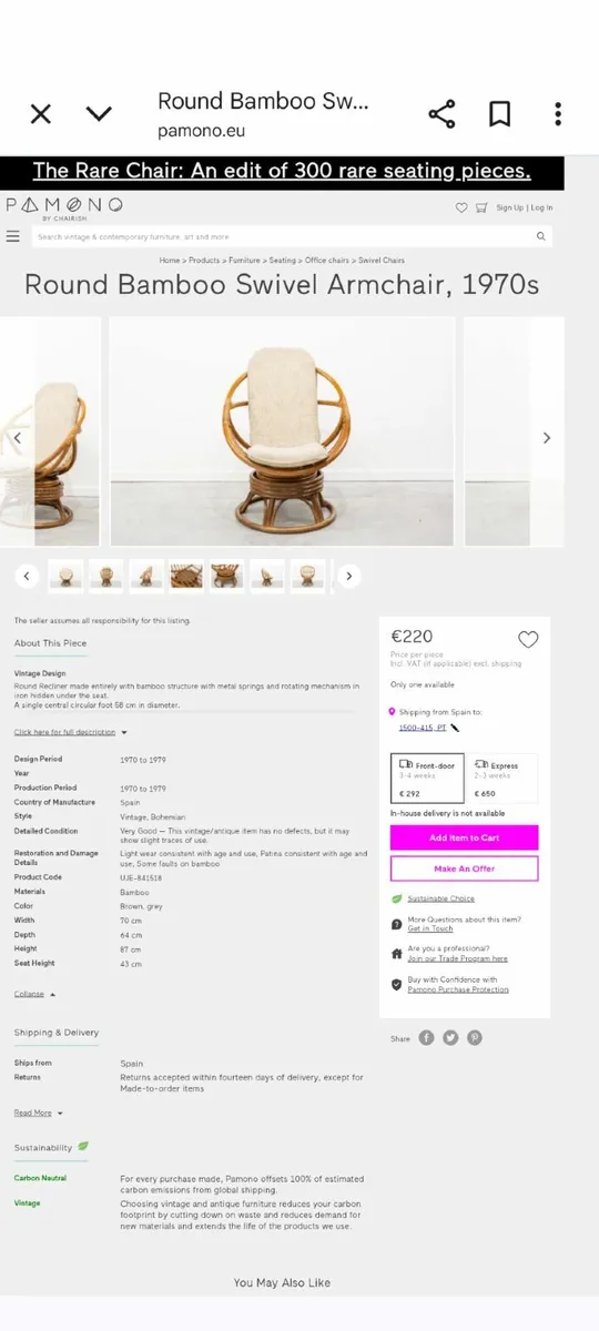 2 swivel cane chairs - Image 3