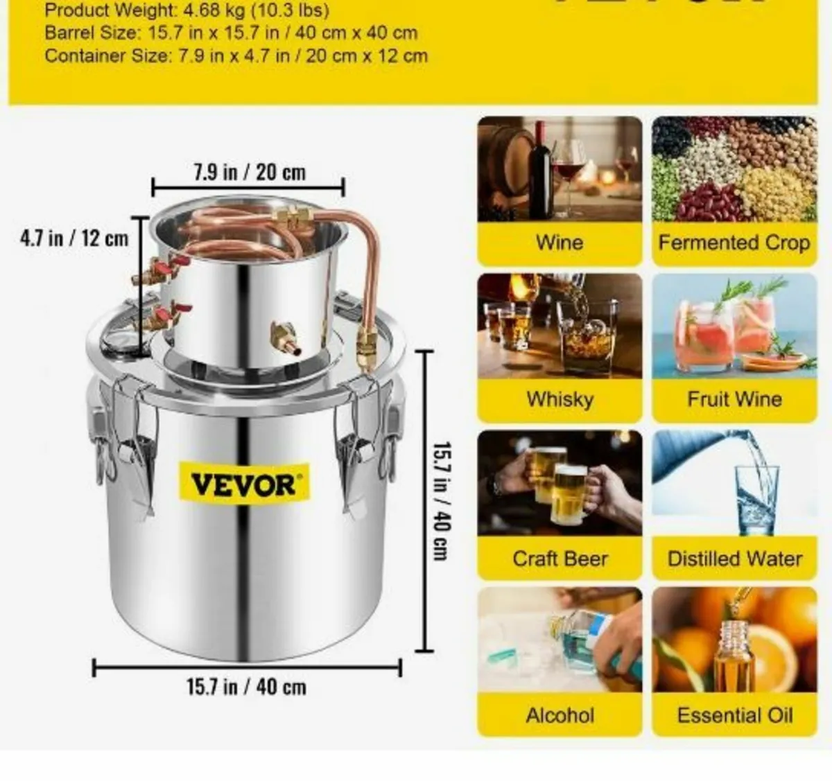 Alcohol Still, 50L Stainless Steel Water - Image 2