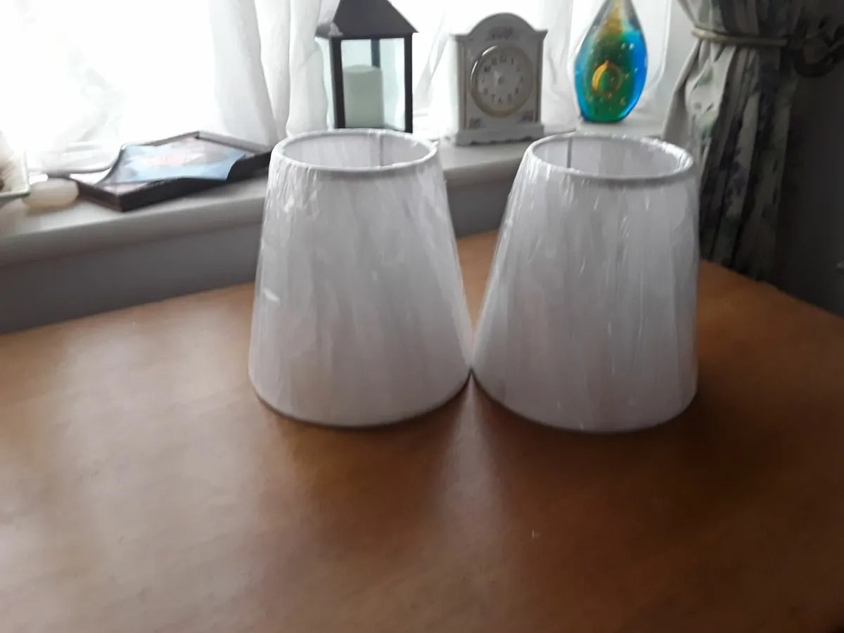 Two brand new white shades for lamp - Image 1
