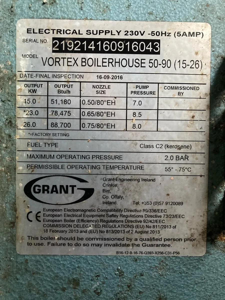2nd Hand Oil Boiler - 26Kw Vortex Boilerhouse - Image 3