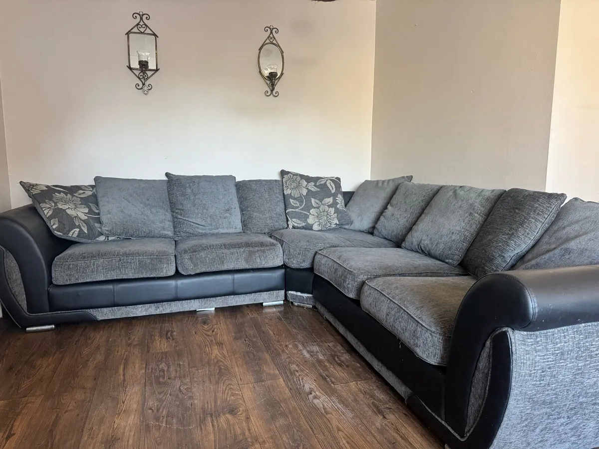 5 seater L shape sofa and swivel chair - Image 1
