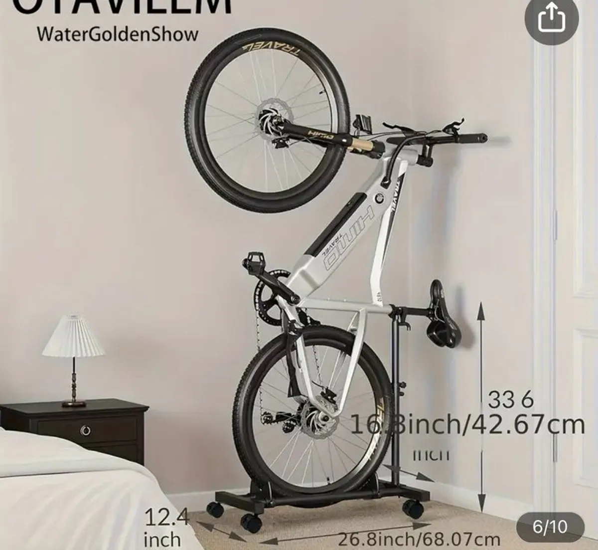 Vertical Bicycle Stand with Wheels - Image 3