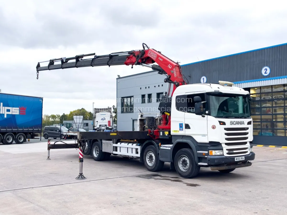 2015 (65) SCANIA R450 CRANE MOUNTED FLAT BED 32 TO - Image 1