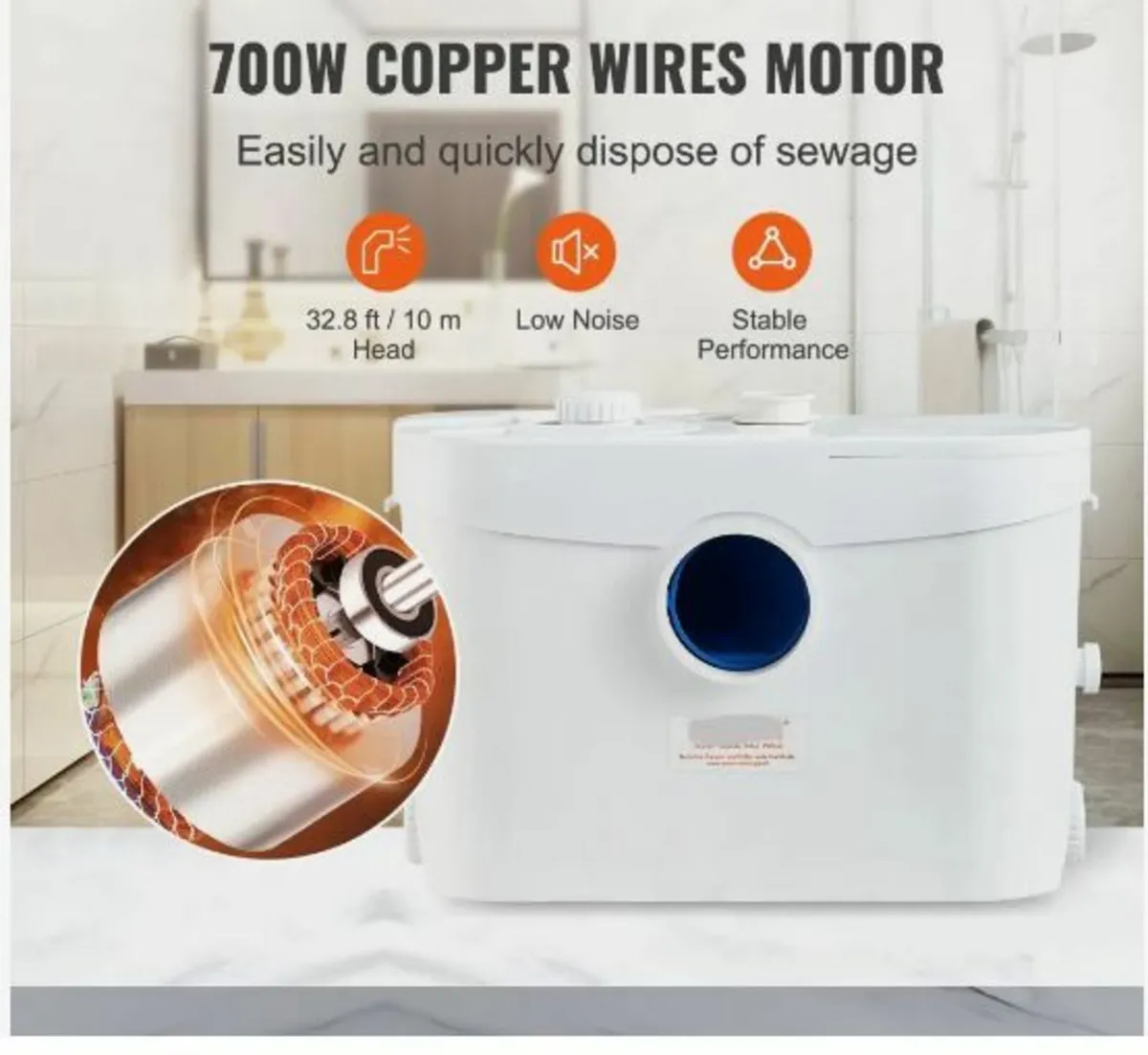 Macerator Pump, 700W, 9600 L/h Flow - Image 2