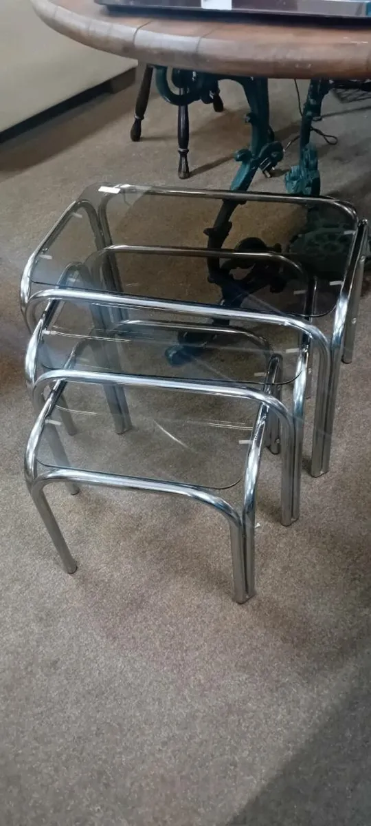 Chrome Mid Century Style Table Nest