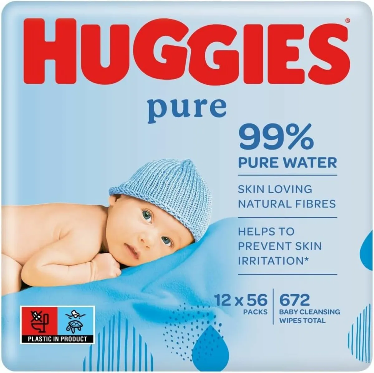 Pure Baby Wipes, 12 x 56 - Image 1