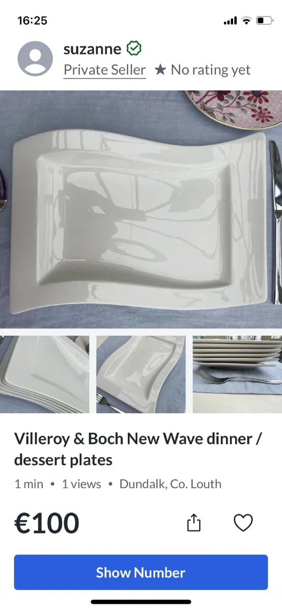 6 Villeroy  & Boch new wave Dinner/Dessert plates - Image 2