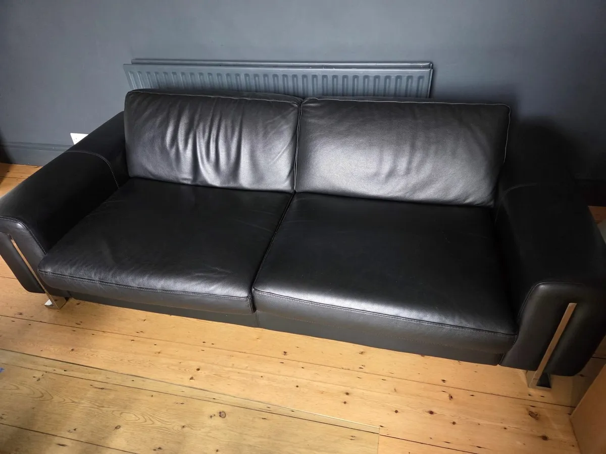 Roche Bobois Leather Sofas (Set of 2), black - Image 1