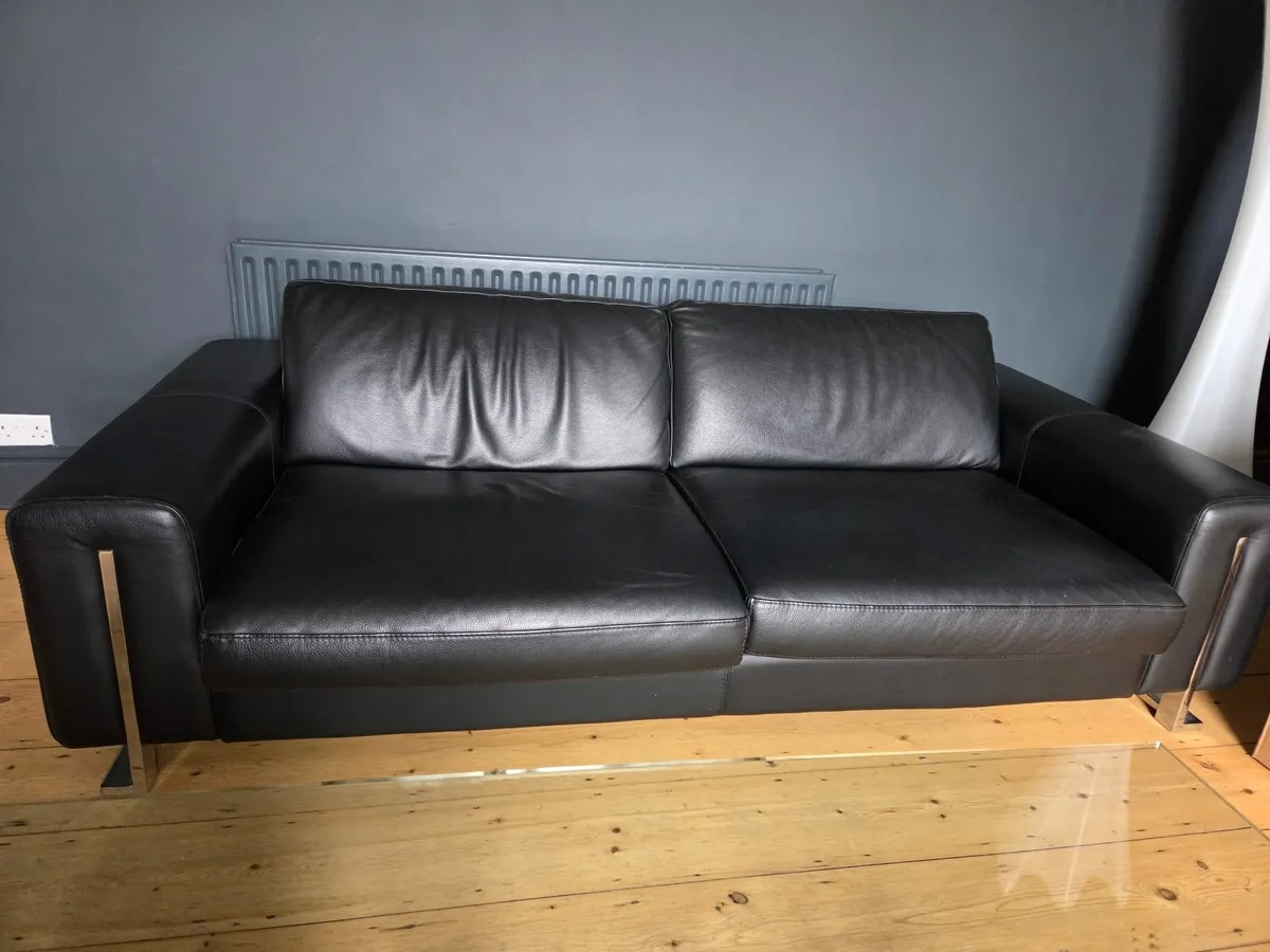 Roche Bobois Leather Sofas (Set of 2), black - Image 2