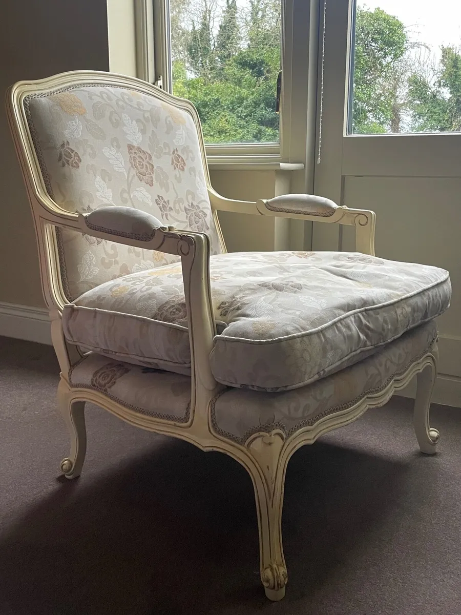 French Style Upholstered Armchair - Image 2