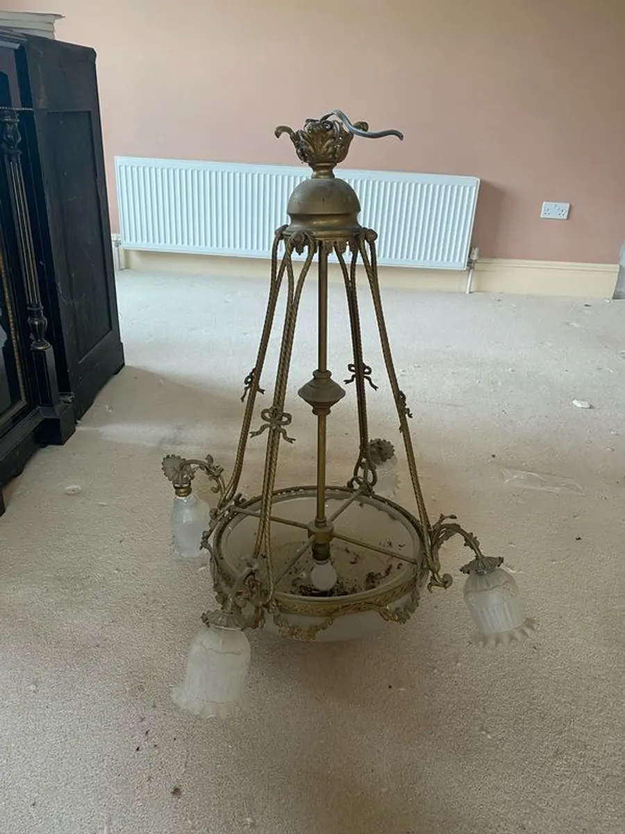 Solid brass and glass ceiling light - Image 1