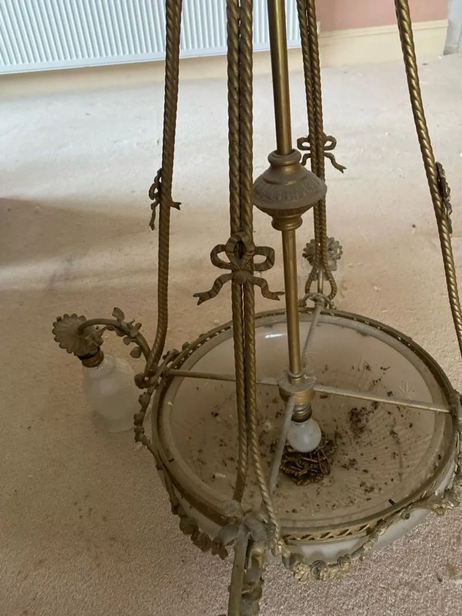 Solid brass and glass ceiling light - Image 2