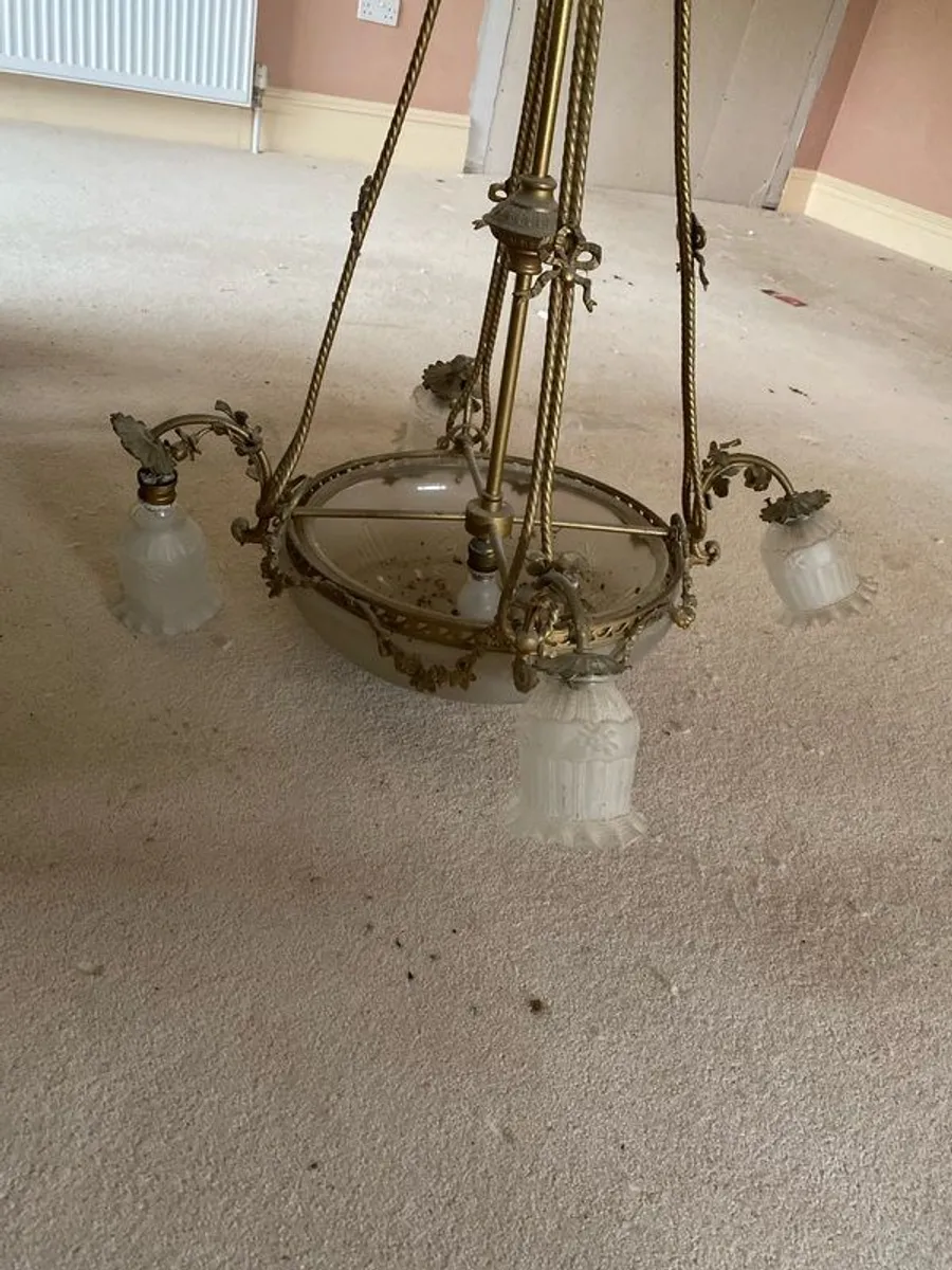 Solid brass and glass ceiling light - Image 4