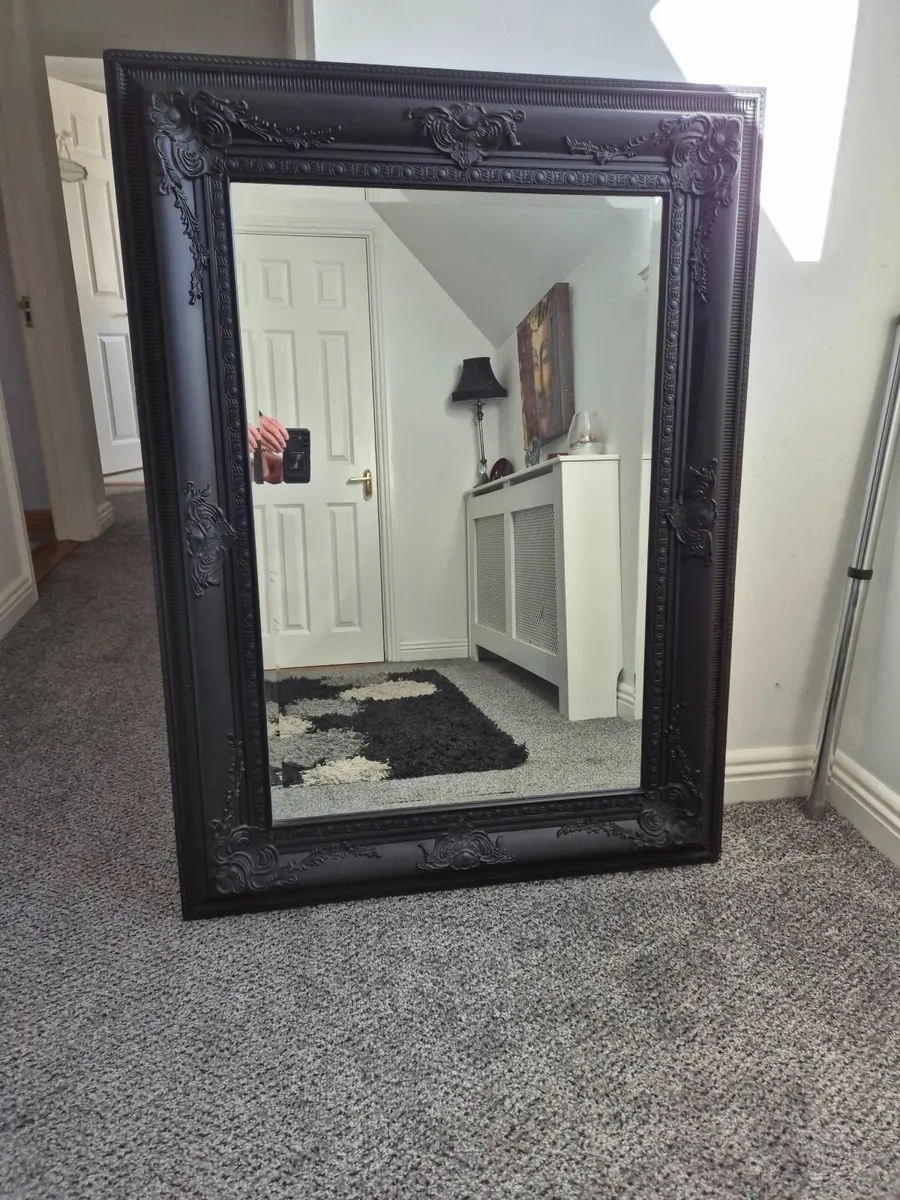 Large Black Ornate Mirror - Image 1