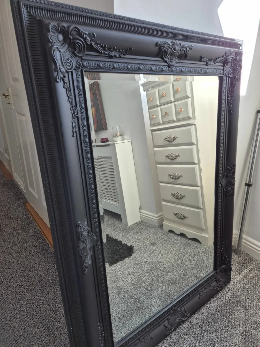Large Black Ornate Mirror - Image 3