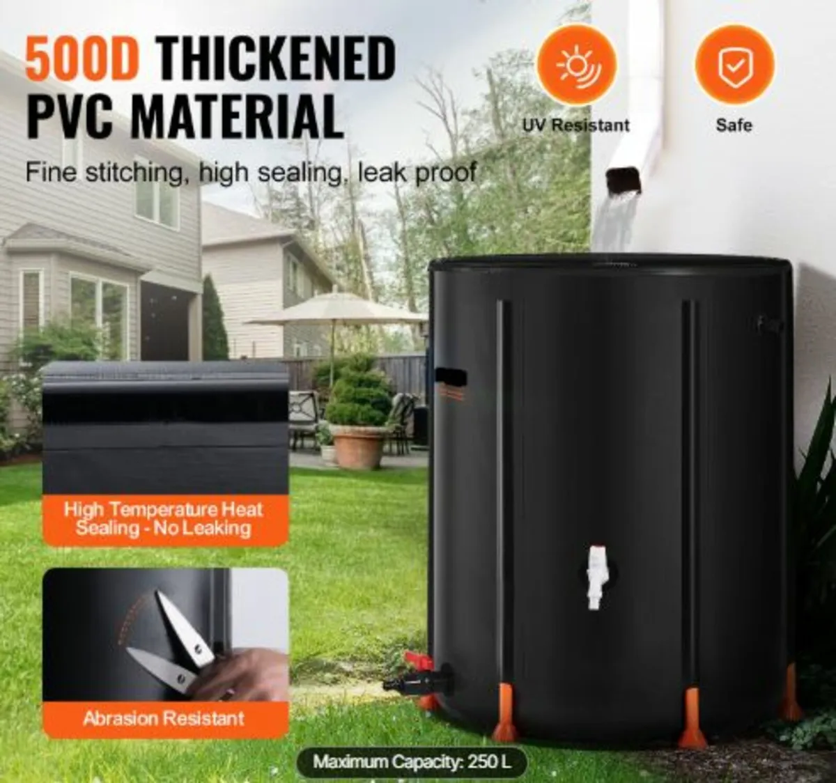 Collapsible Rain Barrel, 66 Gallon/250 L Portable - Image 3