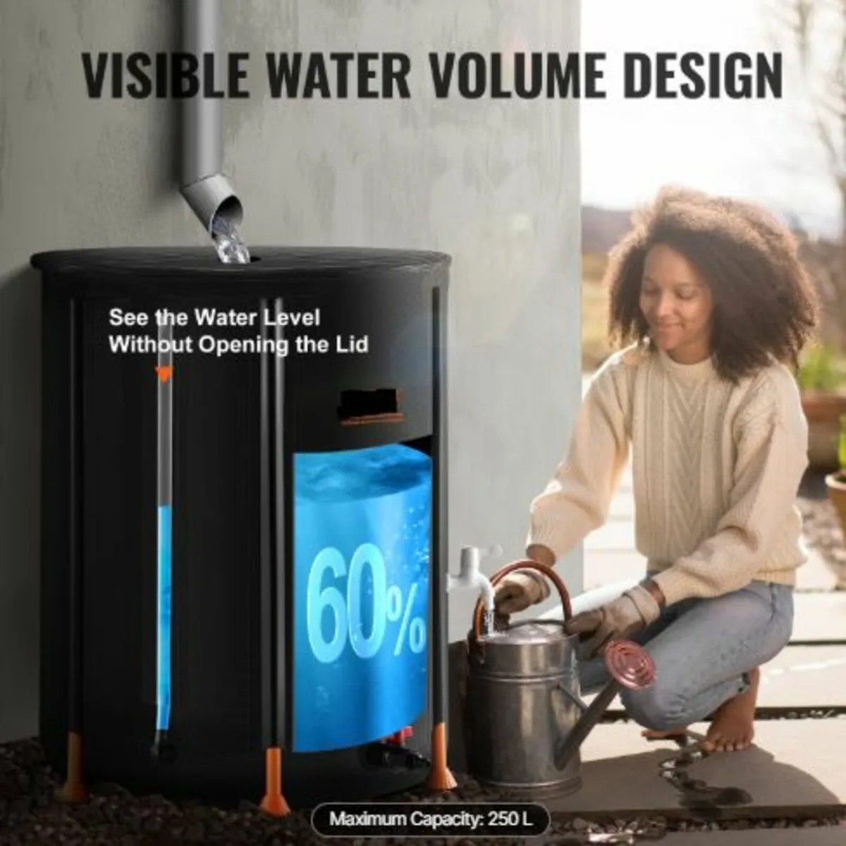 Collapsible Rain Barrel, 66 Gallon/250 L Portable - Image 4