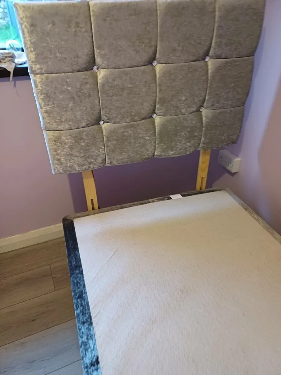 Sliver crushed velvet headboard and base - Image 3