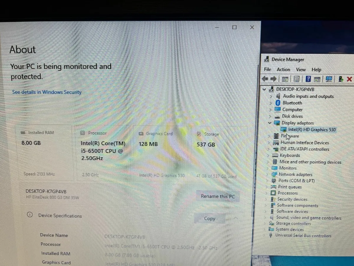 HP EliteDesk i5 8gb 512GB Monitor + - Image 2