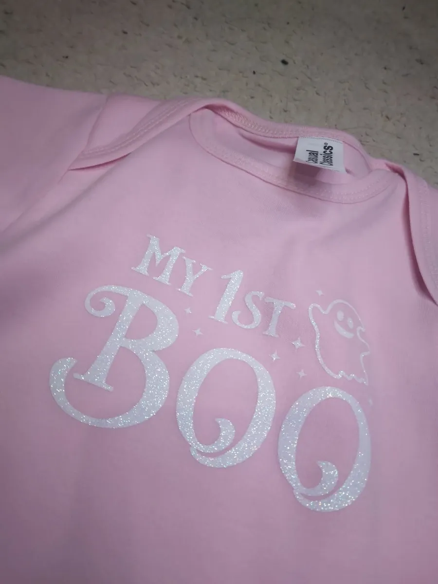 Pink Halloween BabyGrow – My 1st Boo Bodysuit for - Image 1