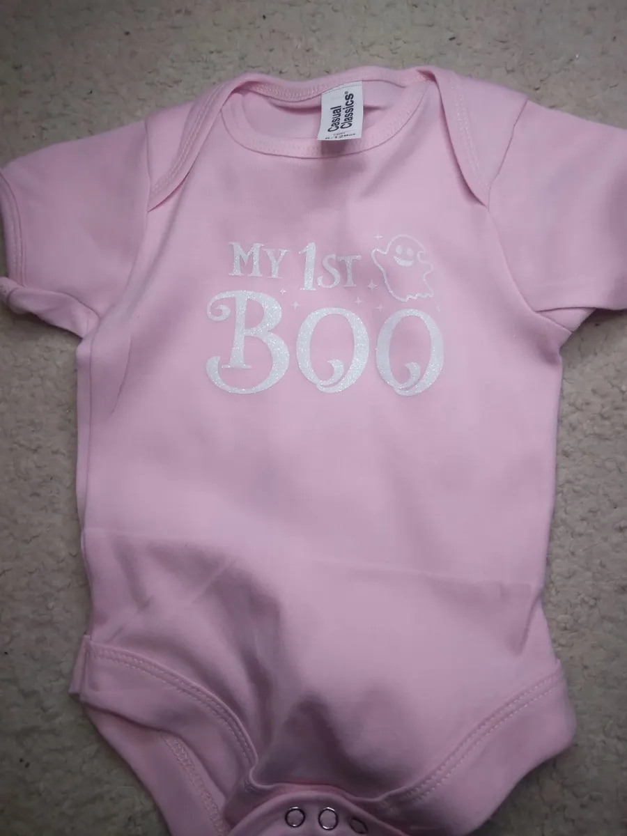Pink Halloween BabyGrow – My 1st Boo Bodysuit for - Image 2