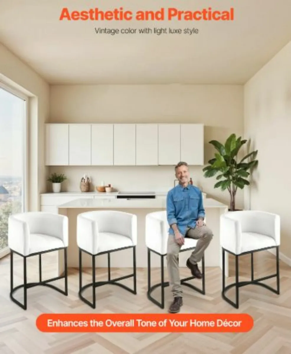 Bar Stool Set of 3, 63cm Counter Height Stools, - Image 3
