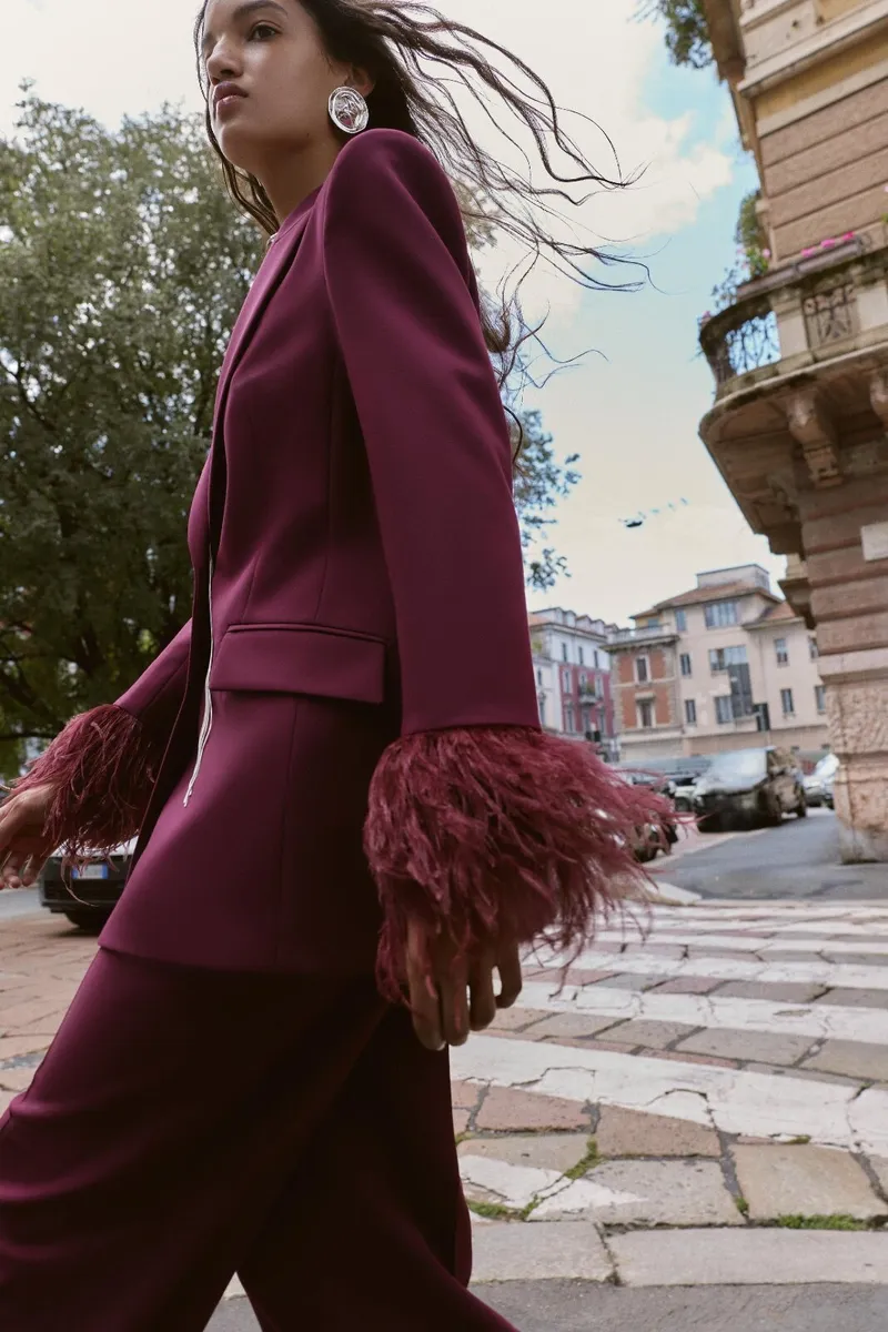 ZARA FEATHER CUFF BLAZER - Image 3