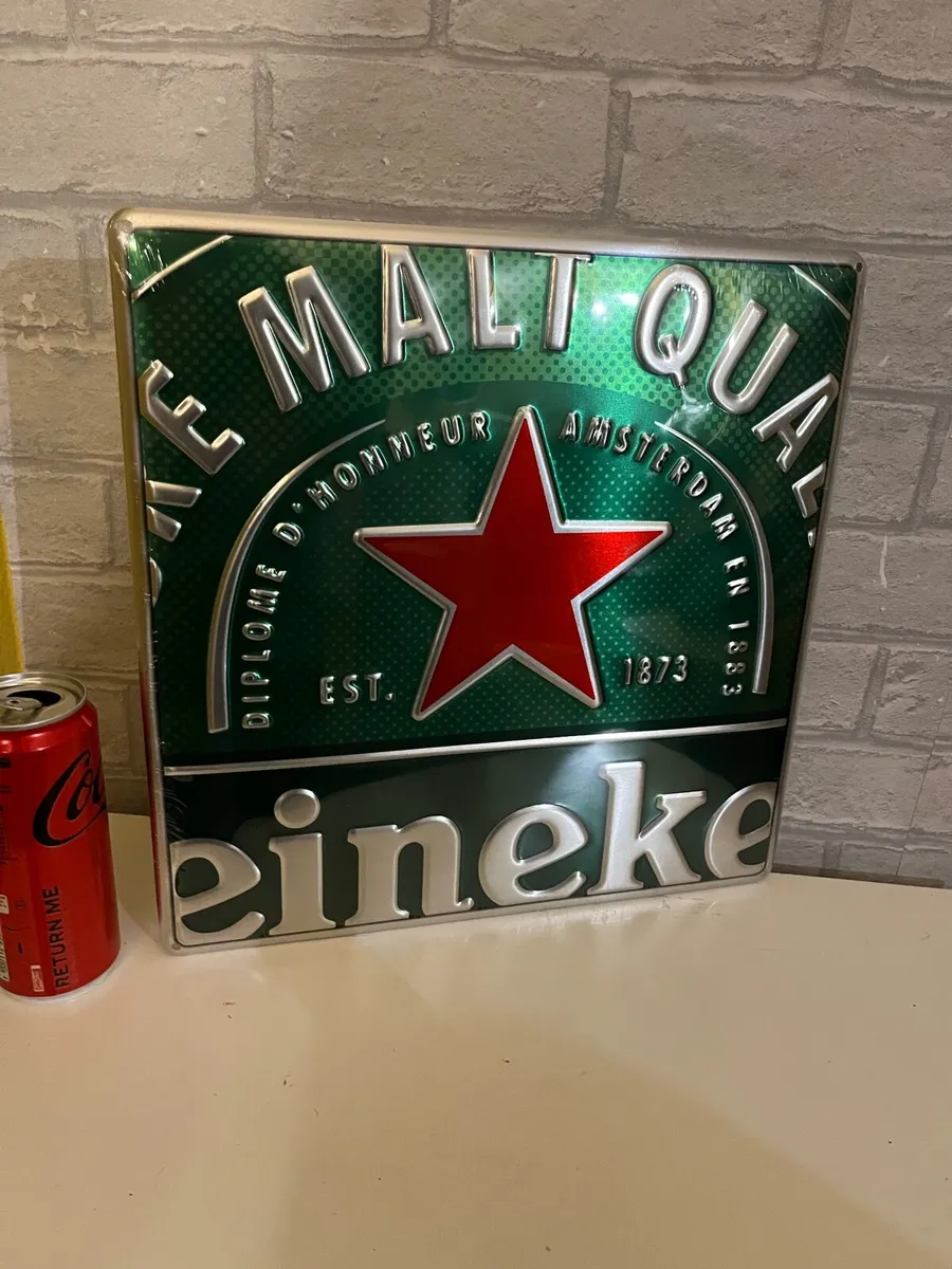 Sealed Heineken metal embossed metal sign - Image 1