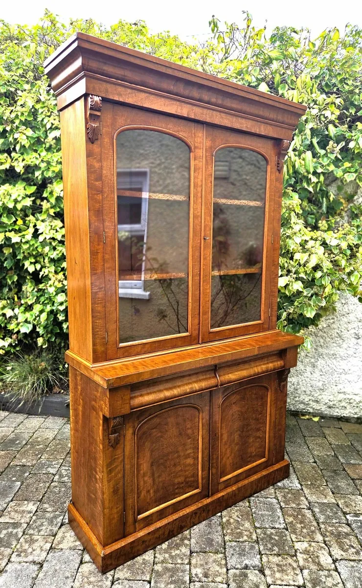 Victorian Walnut Library Bookcase- Circa 1870 - Image 3