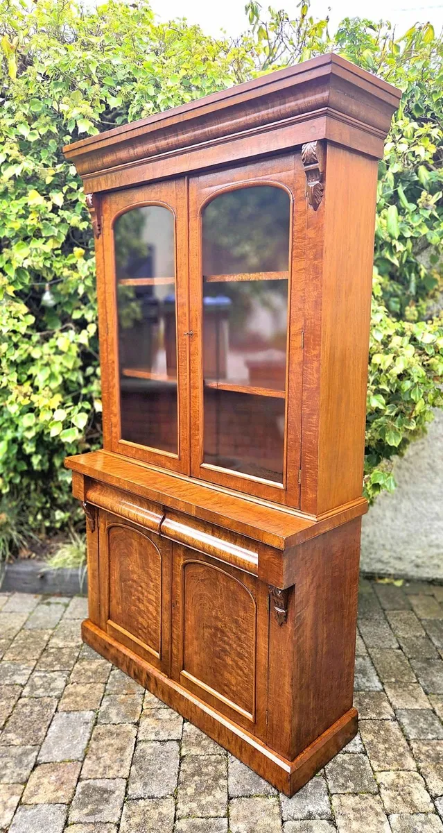 Victorian Walnut Library Bookcase- Circa 1870 - Image 1