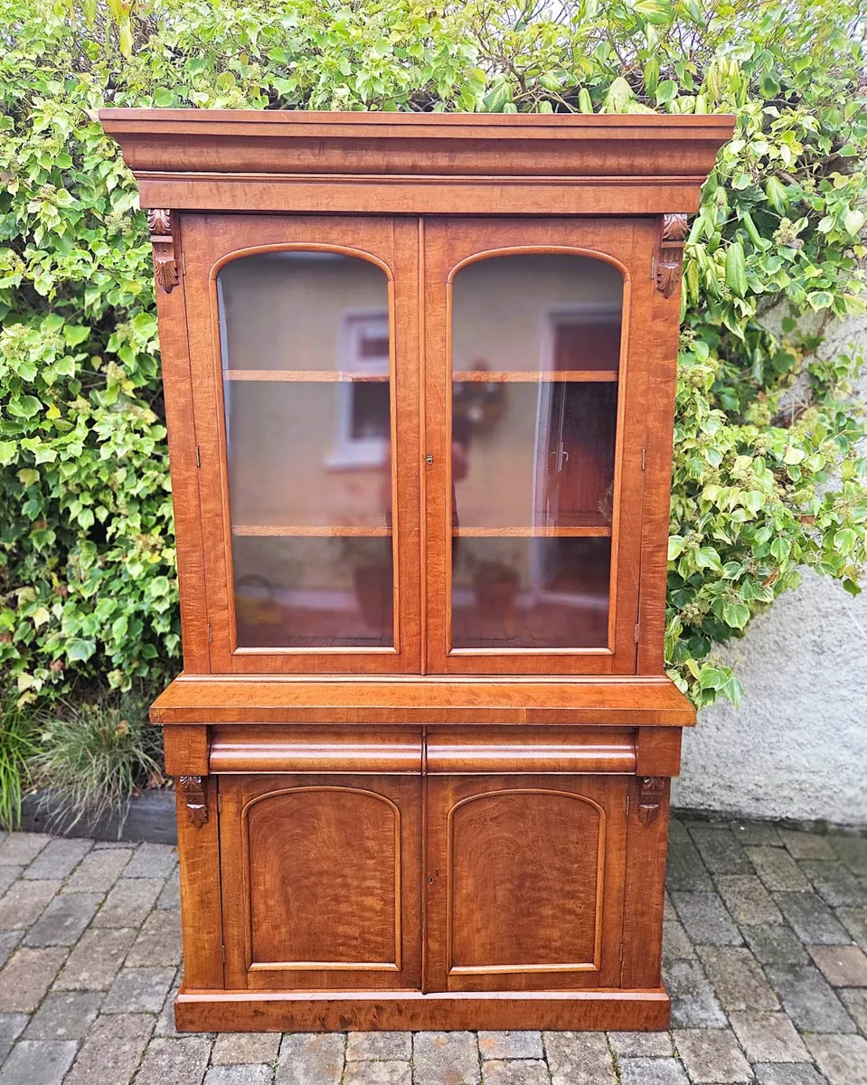 Victorian Walnut Library Bookcase- Circa 1870 - Image 2