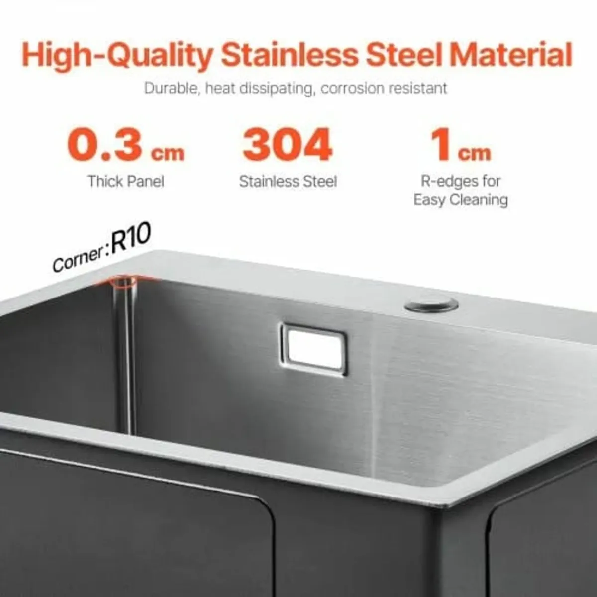 55cm Kitchen Sink Workstation, 304 Stainless Steel - Image 3