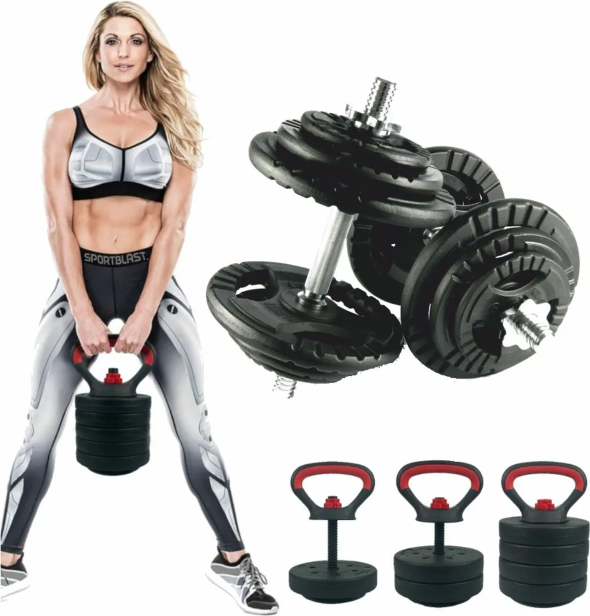 30kg Adjustable Solid Cast Iron Dumbbells - Image 1