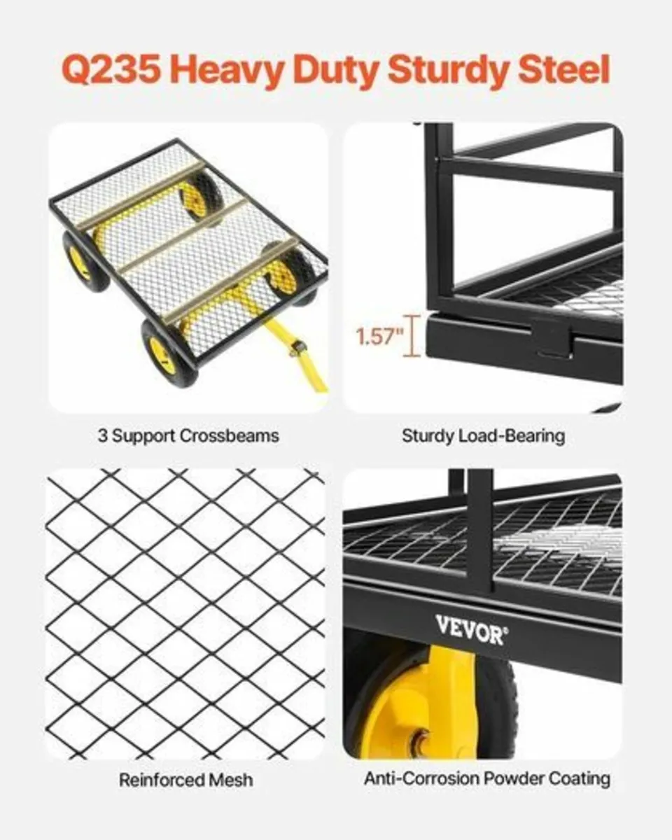 Heavy Duty Steel Garden Cart 635kg Capacity with 1 - Image 2