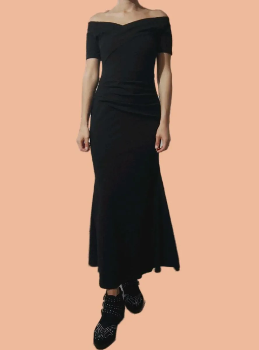 Fever Fish Off-Shoulder Black Dress – Size 12 – El - Image 1