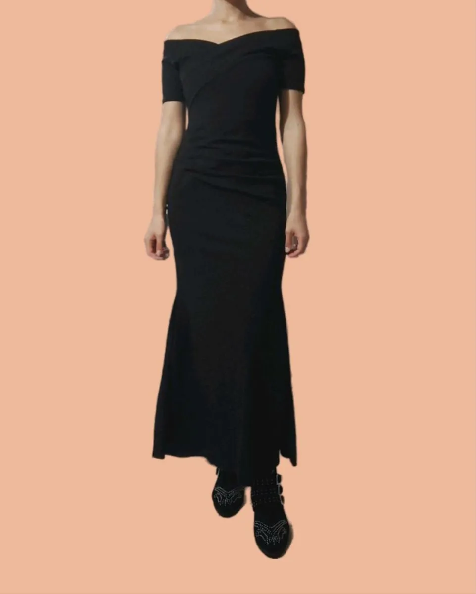 Fever Fish Off-Shoulder Black Dress – Size 12 – El - Image 3