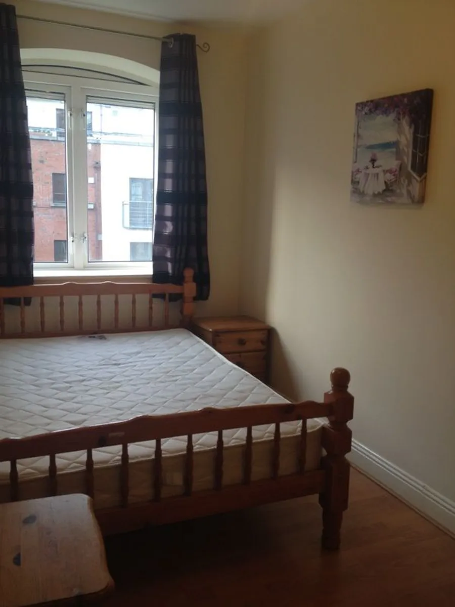 Wooden frame double bed & mattress - Image 1