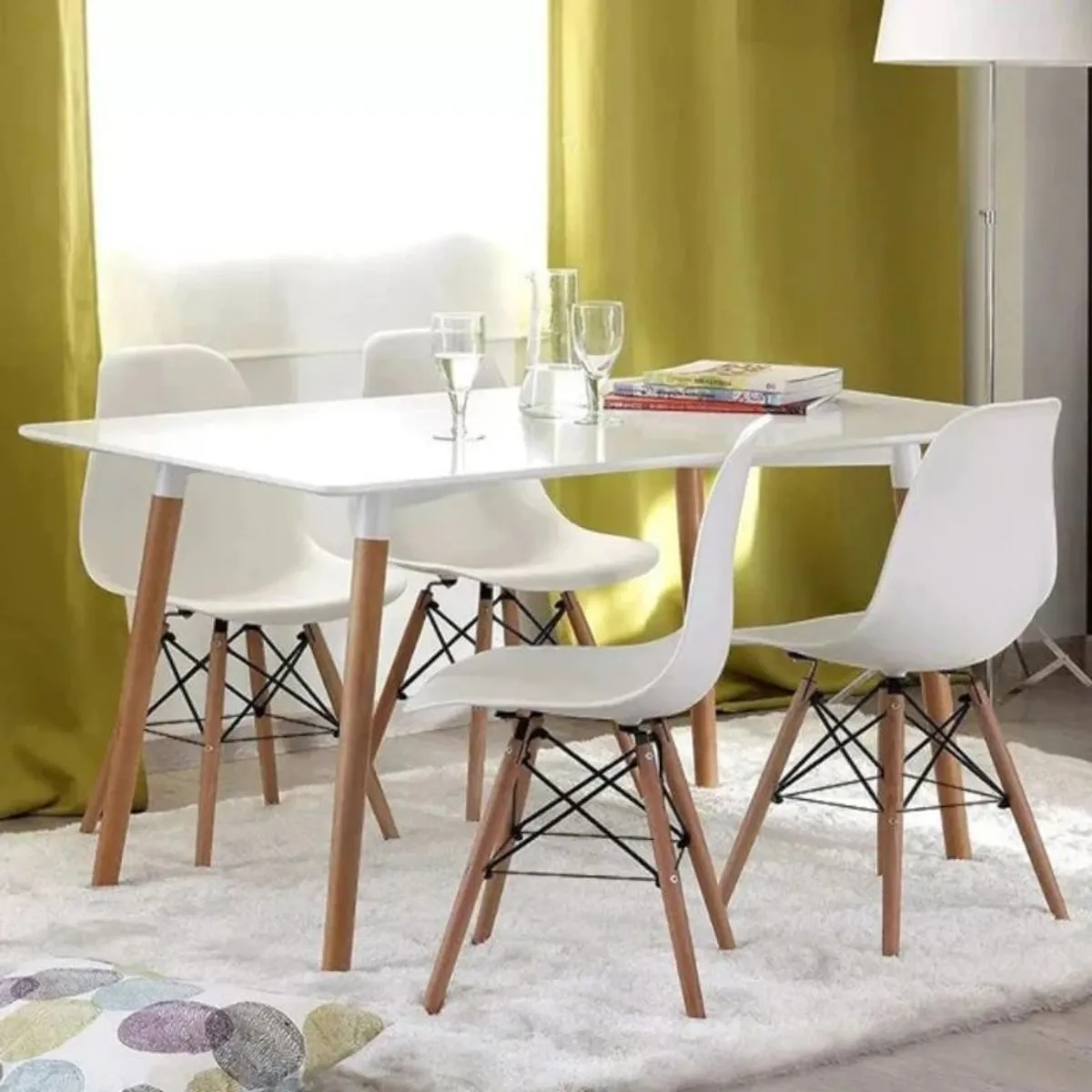 Nordic Rectangle Dining Table & 4 Chairs - Stylish & Compact - Image 1