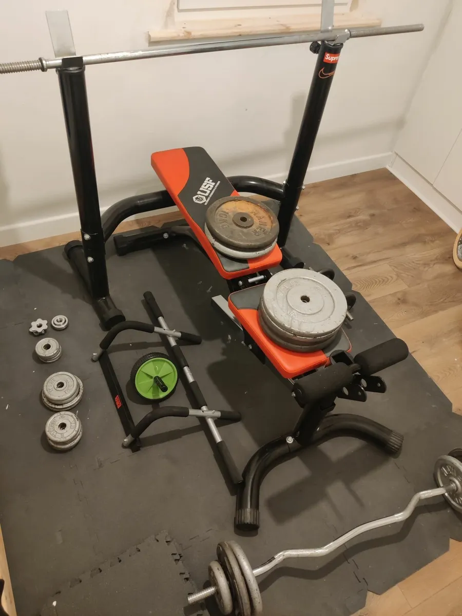 Weights Bench, Squat Rack and Adjustable Weights - Image 1