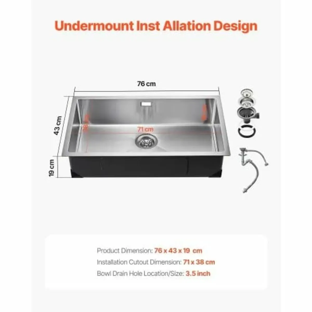76cm Kitchen Sink Workstation, 304 Stainless Steel - Image 2