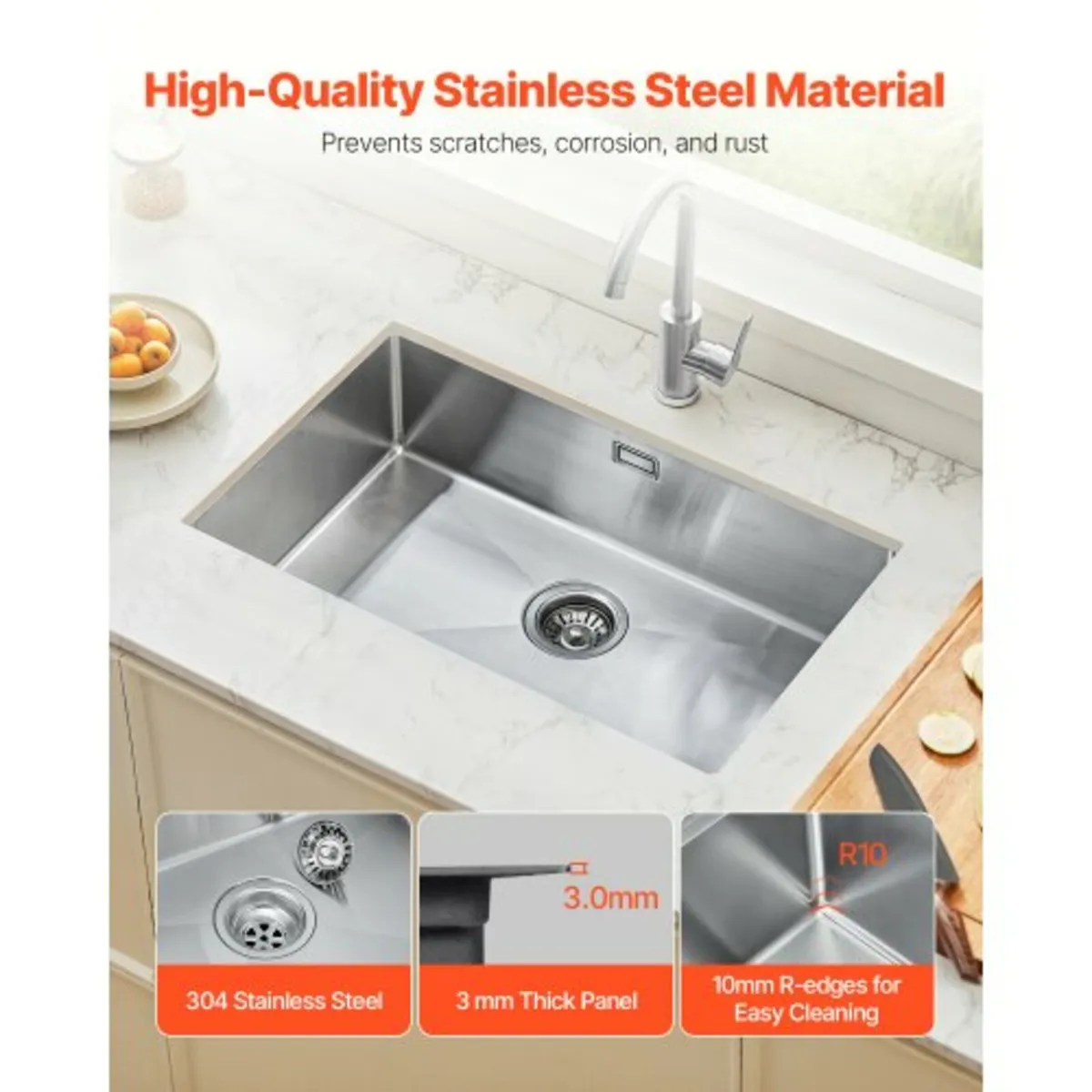 76cm Kitchen Sink Workstation, 304 Stainless Steel - Image 3