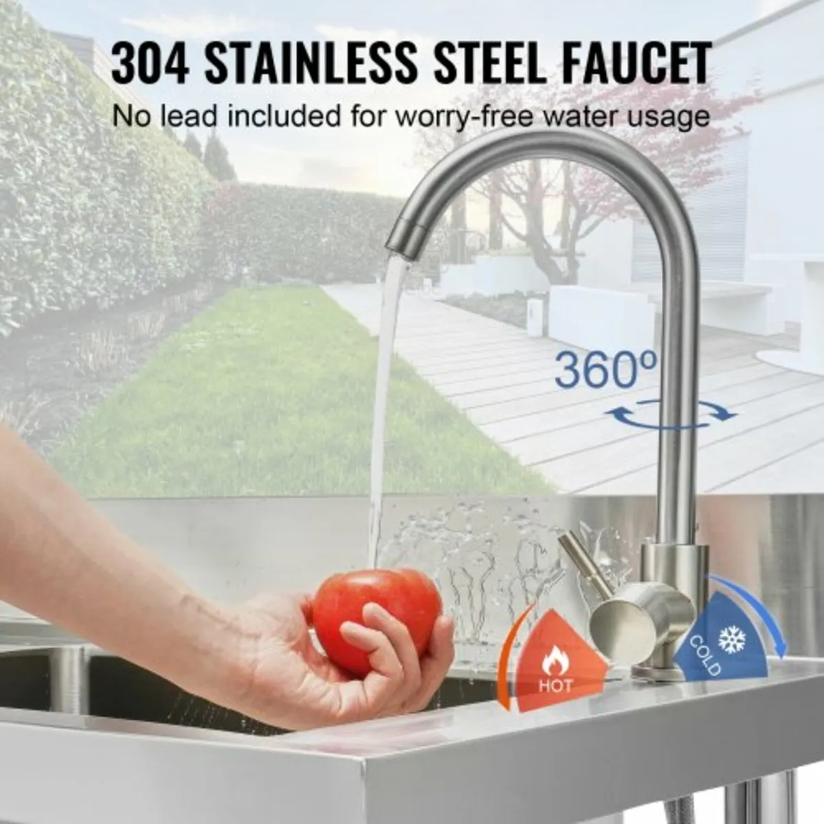 Free Standing Single Bowl Commercial Kitchen Sink - Image 2