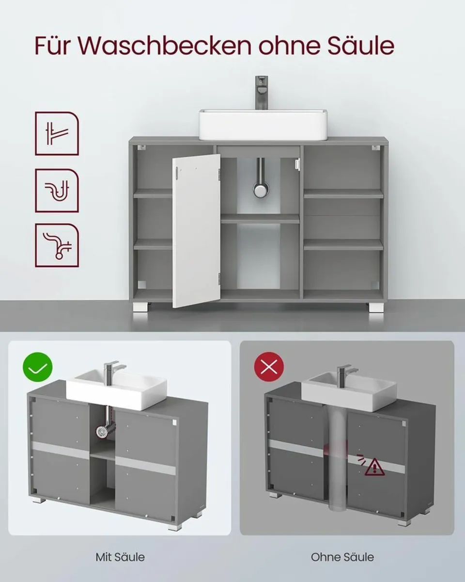 Bathroom Washbasin Cabinet with Adjustable Shelves - Image 3